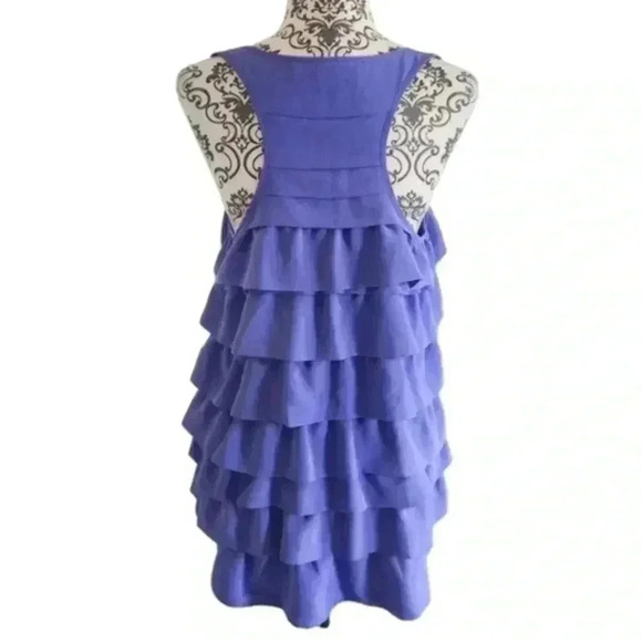 Aritzia x Central Park West Tank Top Tiered Ruffles  Blue Purple Women's size L - Picture 3 of 11